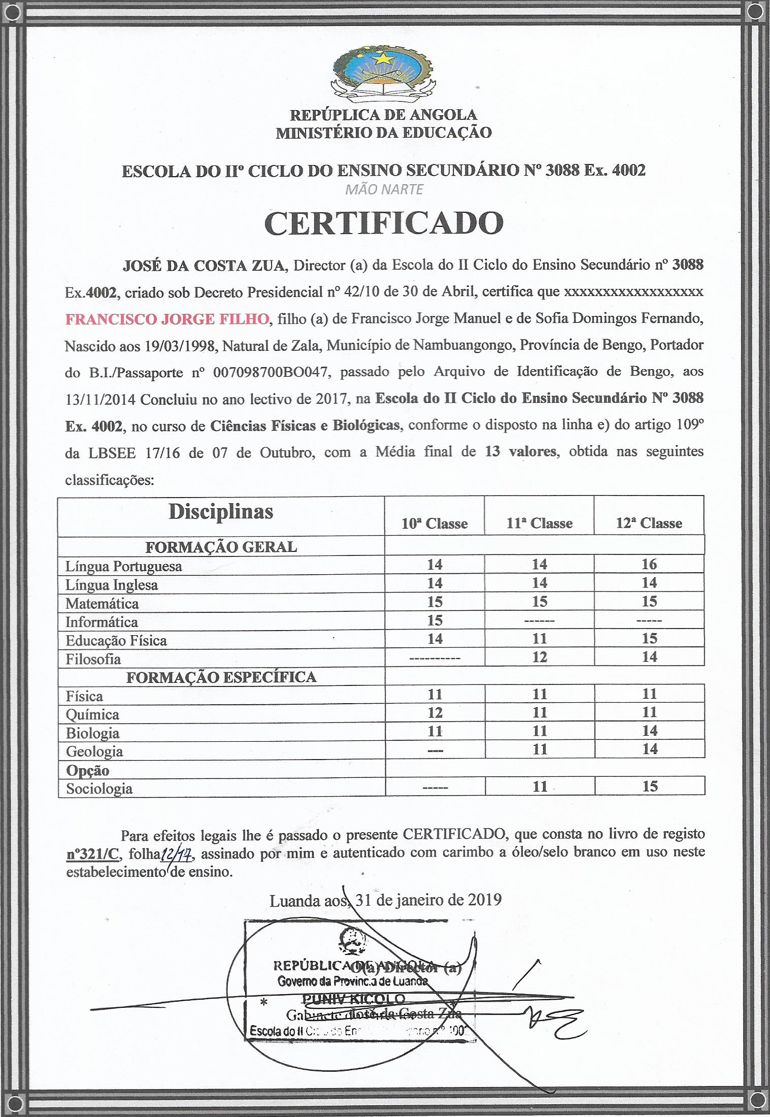 Certificado do Médio