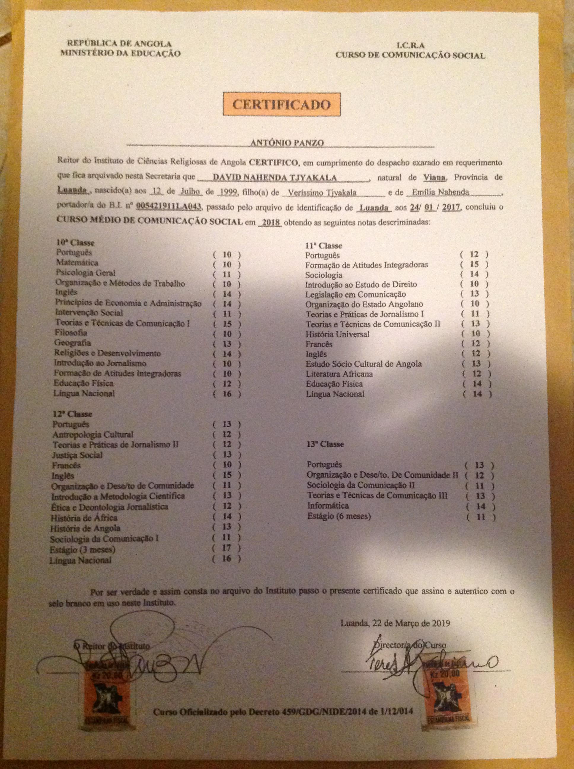 Certificado do Ensino Médio 