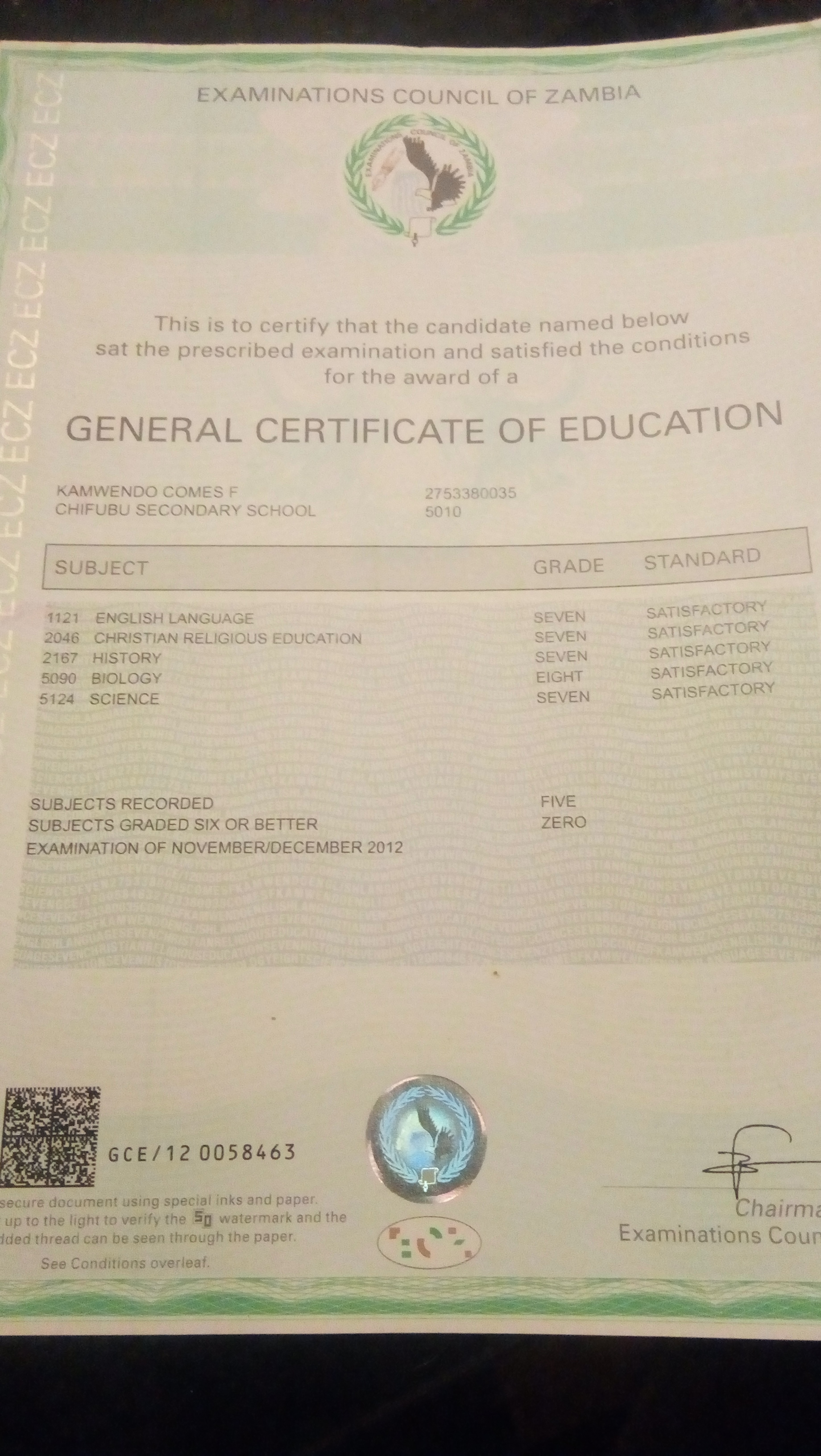 General certificate of education