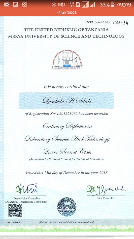 My certificate 