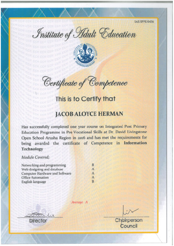 my accademic certificate of Information and Technology
