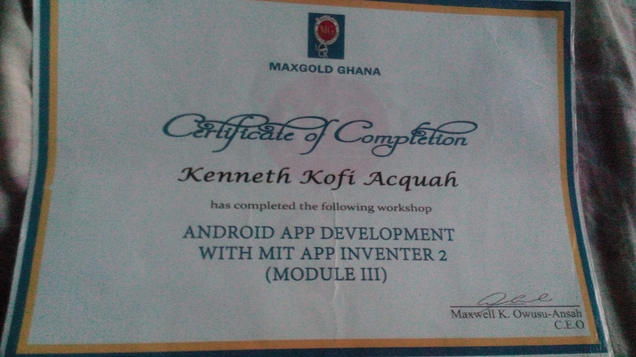 this is the certificate i gained with MAXGOLD GHANA